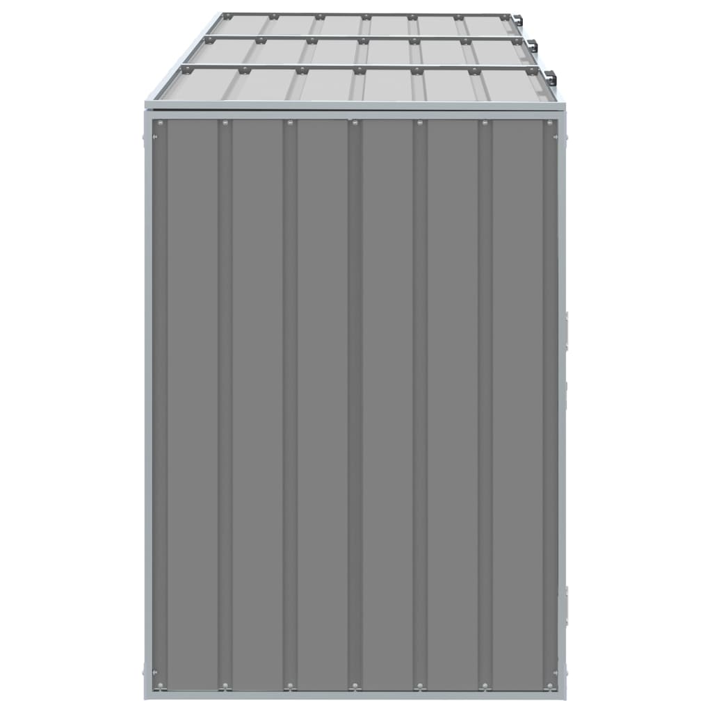 vidaXL Depozit pubele cu roți triple, gri, 216x81x115 cm, oțel vidaXL Depozit pubele cu roți triple, gri, 216x81x115 cm, oțel
