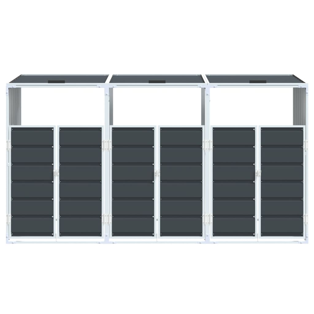 vidaXL Depozit pubele cu roți triple, antracit, 216x81x115 cm, oțel vidaXL Depozit pubele cu roți triple, antracit, 216x81x115 cm, oțel