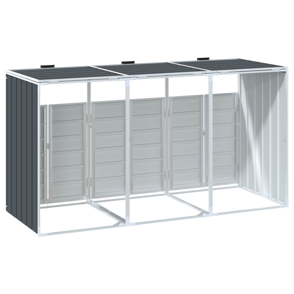 vidaXL Depozit pubele cu roți triple, antracit, 216x81x115 cm, oțel vidaXL Depozit pubele cu roți triple, antracit, 216x81x115 cm, oțel