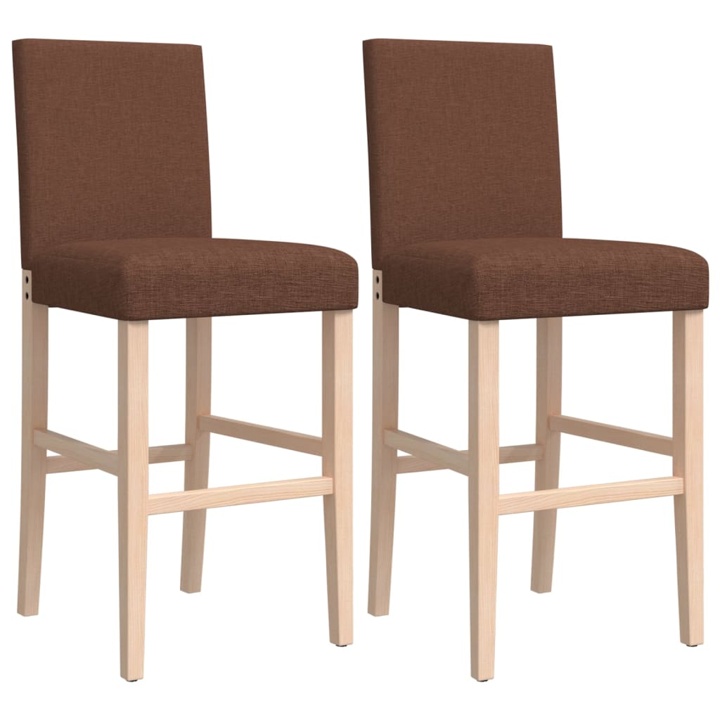 vidaXL Scaune de bar, 2 buc., lemn masiv de hevea și textil vidaXL Scaune de bar, 2 buc., lemn masiv de hevea și textil