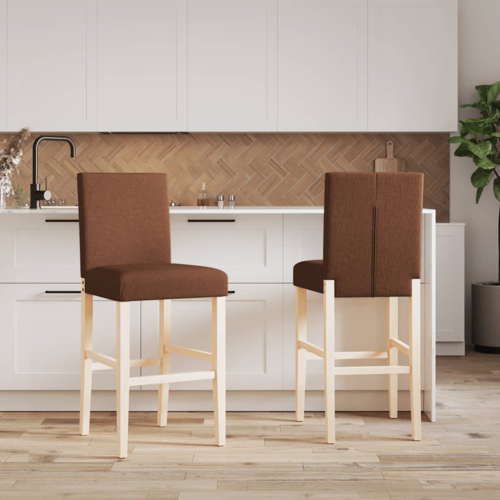 vidaXL Scaune de bar, 2 buc., lemn masiv de hevea și textil vidaXL Scaune de bar, 2 buc., lemn masiv de hevea și textil