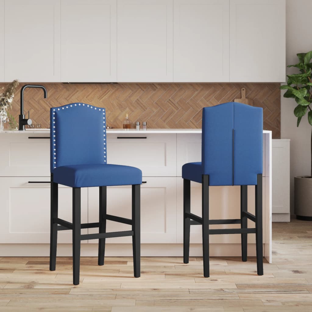 vidaXL Scaune de bar, 2 buc., lemn masiv de hevea și textil vidaXL Scaune de bar, 2 buc., lemn masiv de hevea și textil