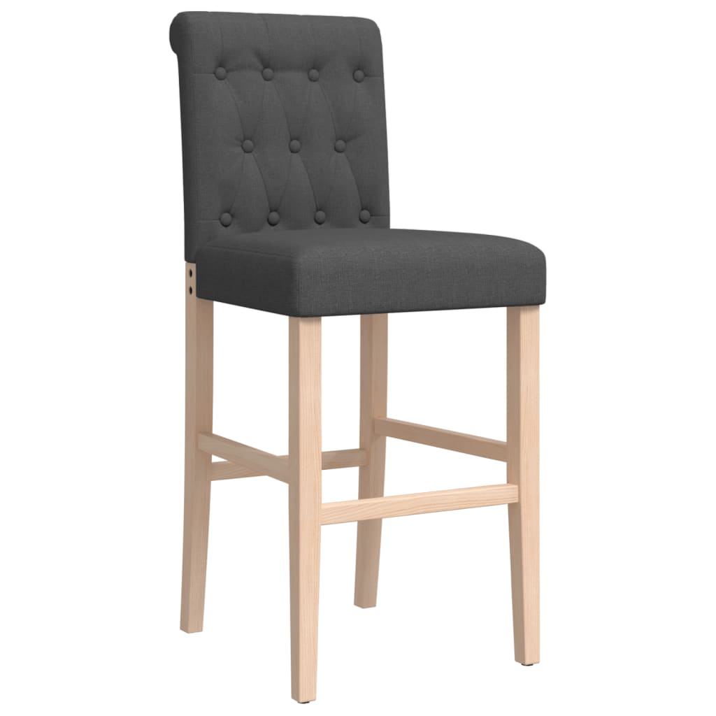 vidaXL Scaune de bar, 2 buc., lemn masiv de hevea și textil vidaXL Scaune de bar, 2 buc., lemn masiv de hevea și textil