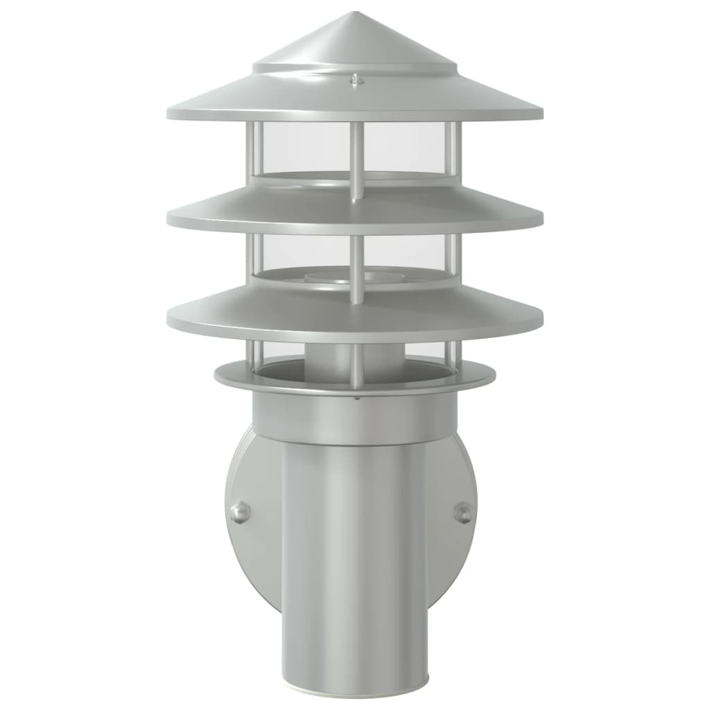 vidaXL Corpuri de iluminat exterior de perete 2 buc argintiu oțel inox vidaXL Corpuri de iluminat exterior de perete 2 buc argintiu oțel inox