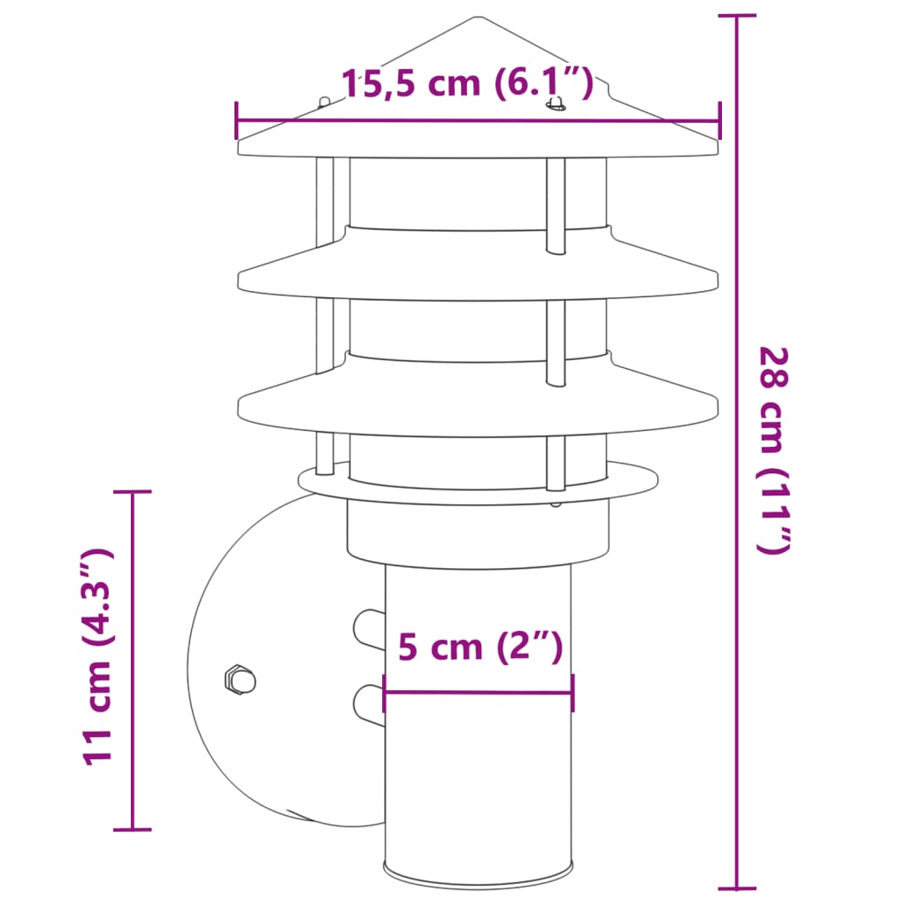 vidaXL Lampă exterioară de perete, negru, oțel inoxidabil vidaXL Lampă exterioară de perete, negru, oțel inoxidabil