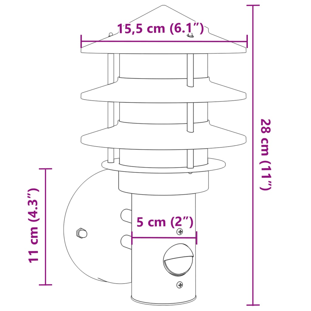 vidaXL Lampă exterioară de perete cu senzor, negru, oțel inoxidabil vidaXL Lampă exterioară de perete cu senzor, negru, oțel inoxidabil