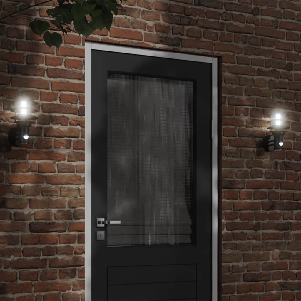 vidaXL Lampă exterioară de perete cu senzor, negru, oțel inoxidabil vidaXL Lampă exterioară de perete cu senzor, negru, oțel inoxidabil