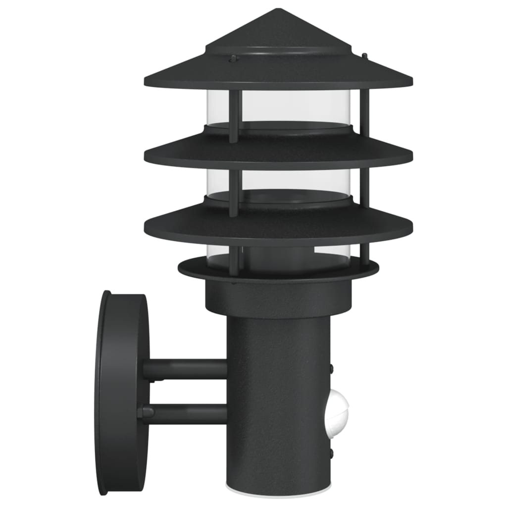 vidaXL Lămpi exterioare de perete cu senzori, 2 buc., negru, oțel inox vidaXL Lămpi exterioare de perete cu senzori, 2 buc., negru, oțel inox