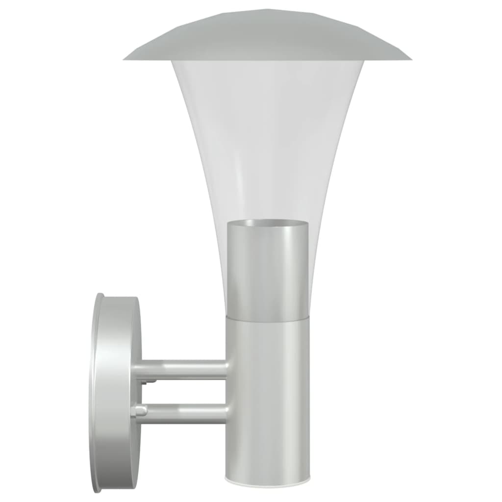 vidaXL Corpuri de iluminat exterior de perete 2 buc argintiu oțel inox vidaXL Corpuri de iluminat exterior de perete 2 buc argintiu oțel inox