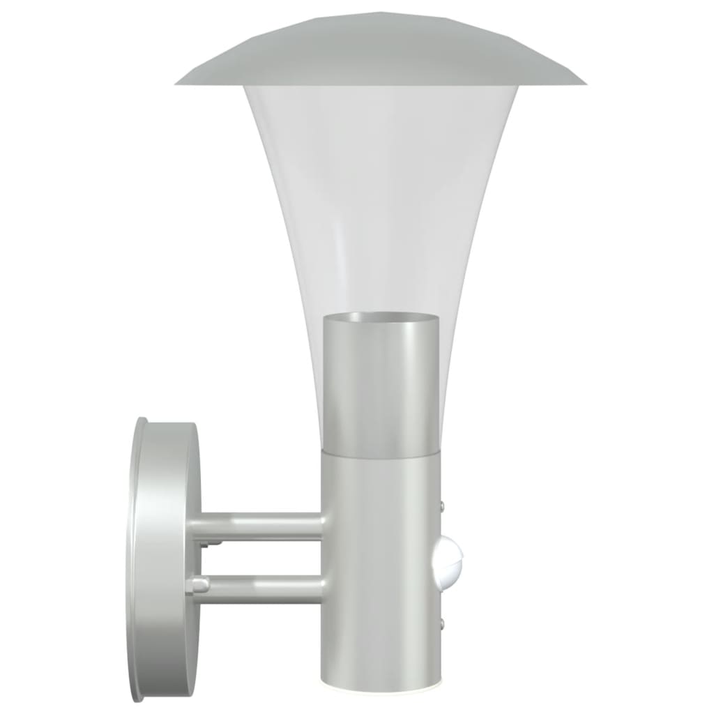 vidaXL Lampă de perete exterior cu senzor, argintiu, oțel inoxidabil vidaXL Lampă de perete exterior cu senzor, argintiu, oțel inoxidabil