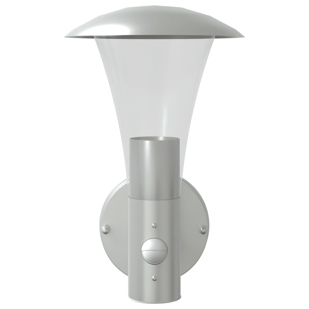 vidaXL Lămpi exterioare de perete cu senzor 2 buc. argintiu, oțel inox vidaXL Lămpi exterioare de perete cu senzor 2 buc. argintiu, oțel inox