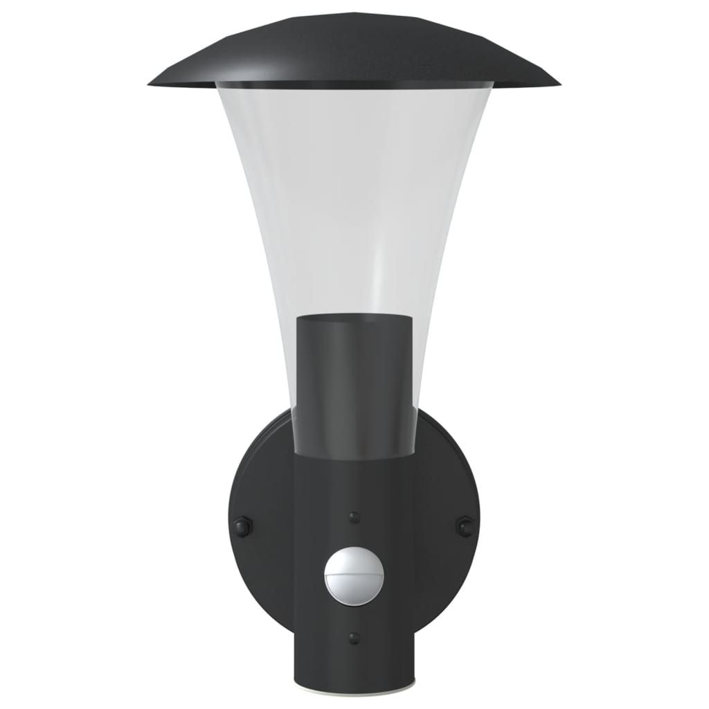 vidaXL Lampă exterioară de perete cu senzor, negru, oțel inoxidabil vidaXL Lampă exterioară de perete cu senzor, negru, oțel inoxidabil
