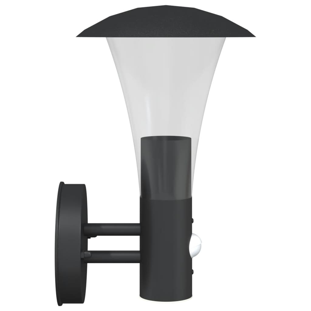 vidaXL Lampă exterioară de perete cu senzor, negru, oțel inoxidabil vidaXL Lampă exterioară de perete cu senzor, negru, oțel inoxidabil