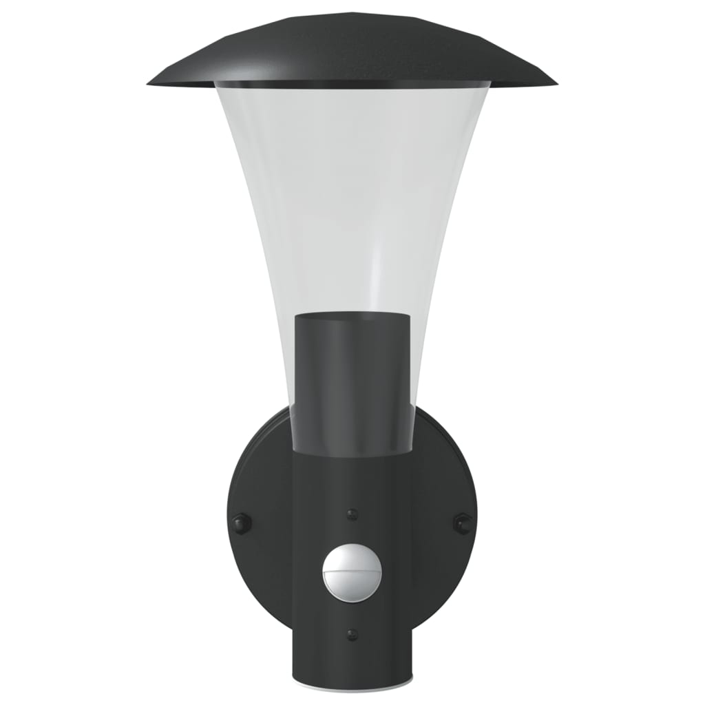 vidaXL Lămpi exterioare de perete cu senzori, 2 buc., negru, oțel inox vidaXL Lămpi exterioare de perete cu senzori, 2 buc., negru, oțel inox
