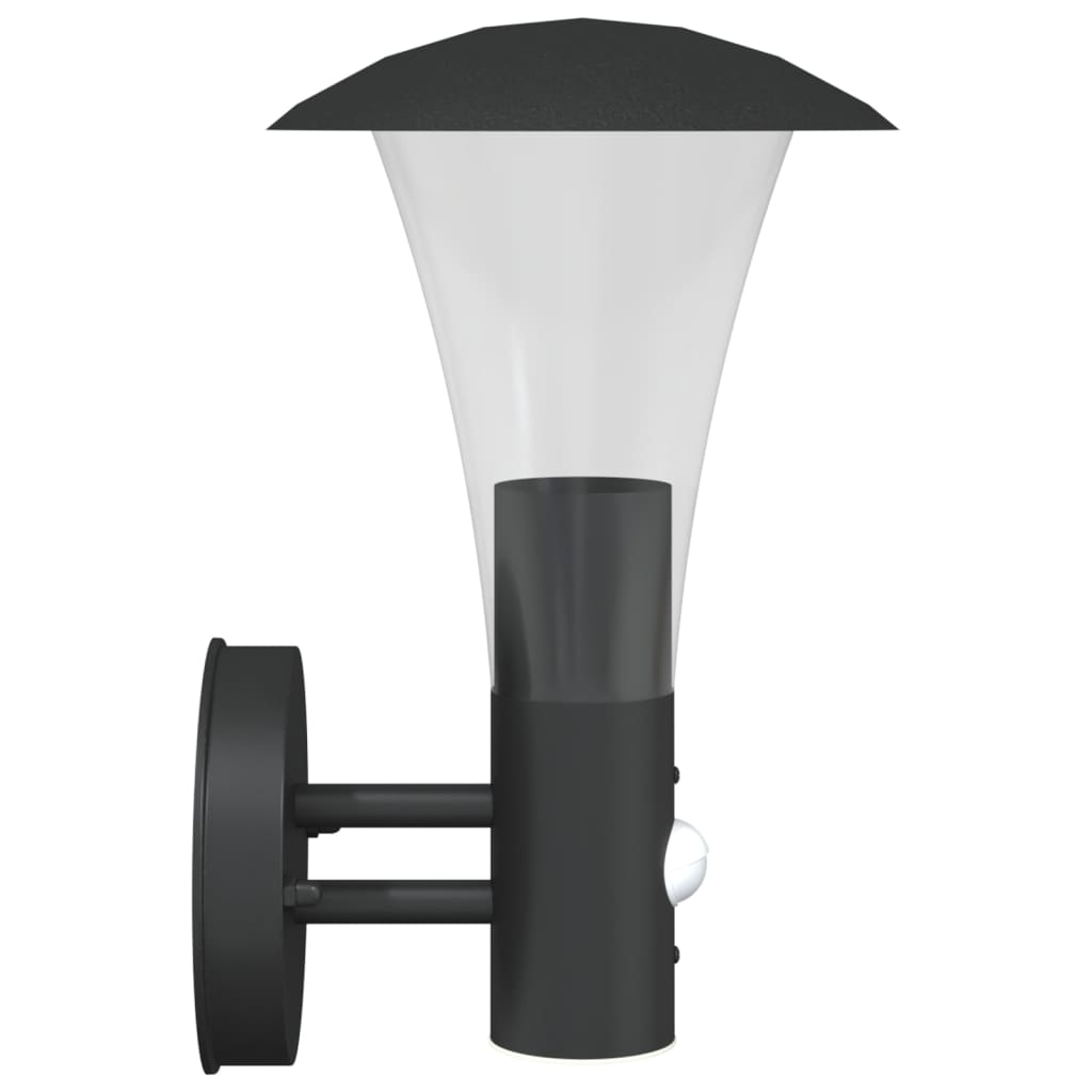 vidaXL Lămpi exterioare de perete cu senzori, 2 buc., negru, oțel inox vidaXL Lămpi exterioare de perete cu senzori, 2 buc., negru, oțel inox