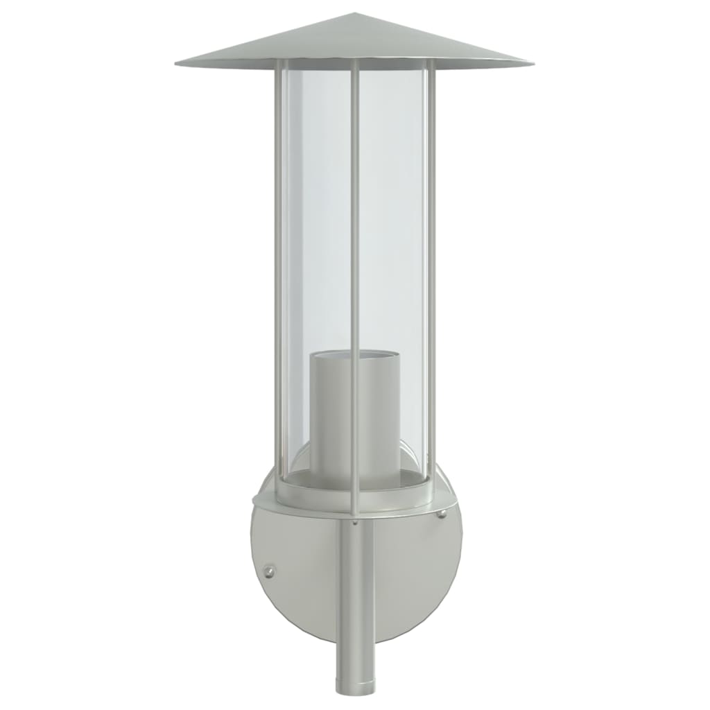 vidaXL Corpuri de iluminat exterior de perete 2 buc argintiu oțel inox vidaXL Corpuri de iluminat exterior de perete 2 buc argintiu oțel inox