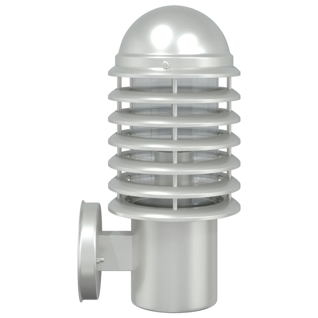 vidaXL Corpuri de iluminat exterior de perete 2 buc argintiu oțel inox vidaXL Corpuri de iluminat exterior de perete 2 buc argintiu oțel inox