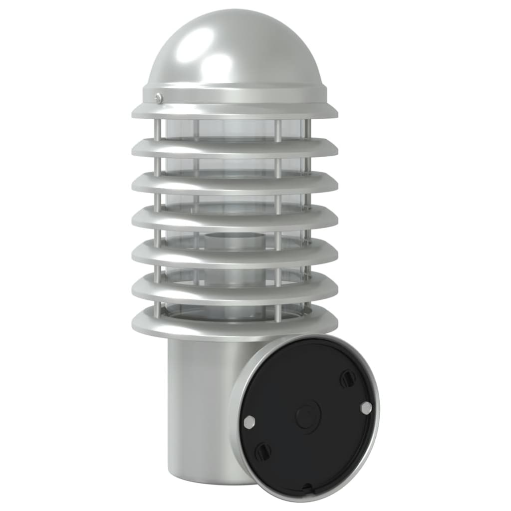 vidaXL Corpuri de iluminat exterior de perete 2 buc argintiu oțel inox vidaXL Corpuri de iluminat exterior de perete 2 buc argintiu oțel inox