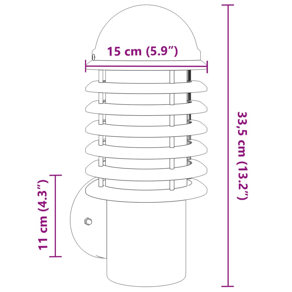 vidaXL Corpuri de iluminat exterior de perete 2 buc argintiu oțel inox vidaXL Corpuri de iluminat exterior de perete 2 buc argintiu oțel inox