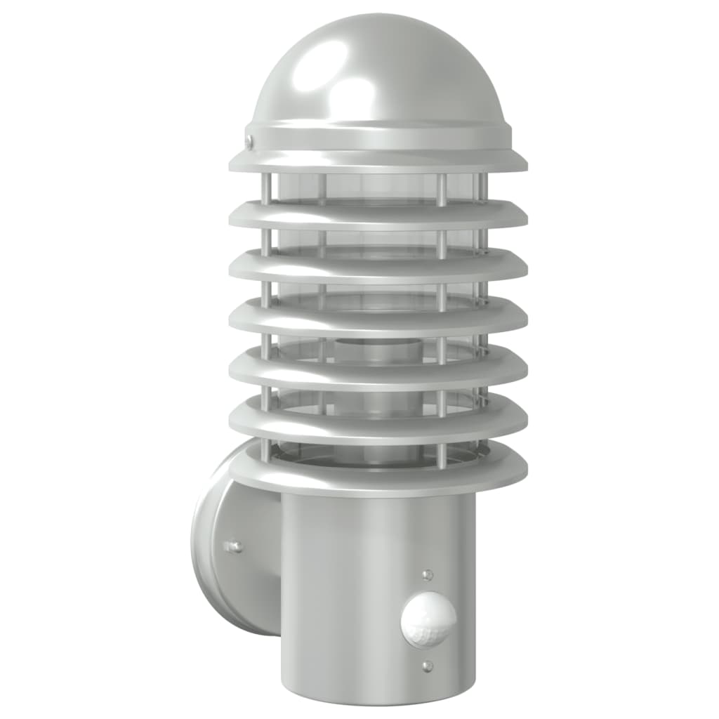 vidaXL Lampă de perete exterior cu senzor, argintiu, oțel inoxidabil vidaXL Lampă de perete exterior cu senzor, argintiu, oțel inoxidabil