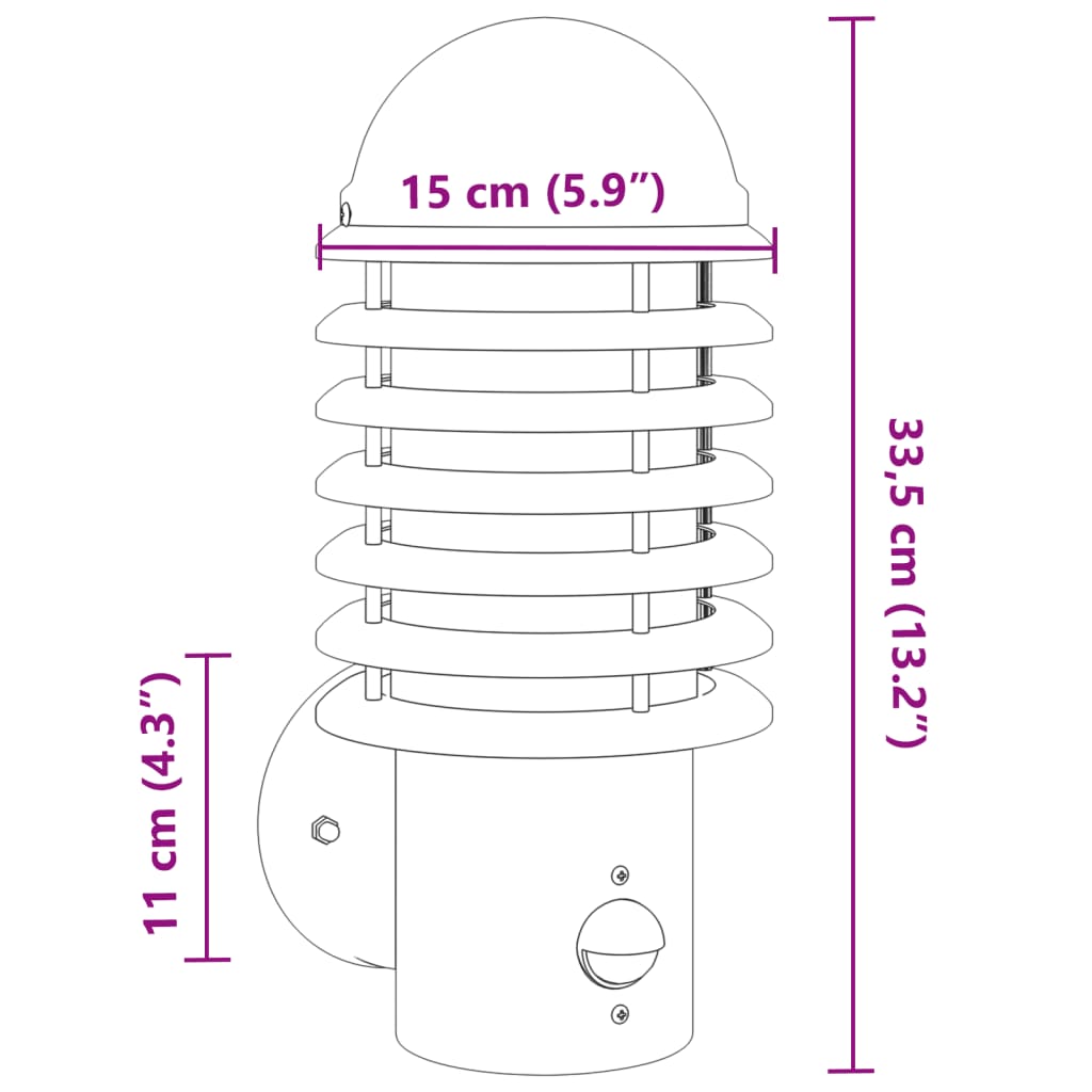 vidaXL Lămpi exterioare de perete cu senzor 2 buc. argintiu, oțel inox vidaXL Lămpi exterioare de perete cu senzor 2 buc. argintiu, oțel inox
