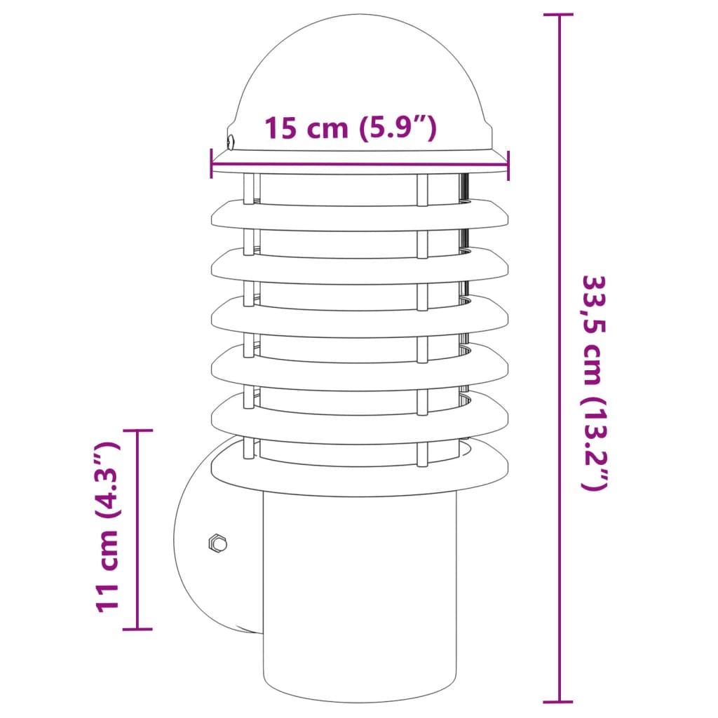 vidaXL Corpuri de iluminat exterior de perete 2 buc argintiu oțel inox vidaXL Corpuri de iluminat exterior de perete 2 buc argintiu oțel inox