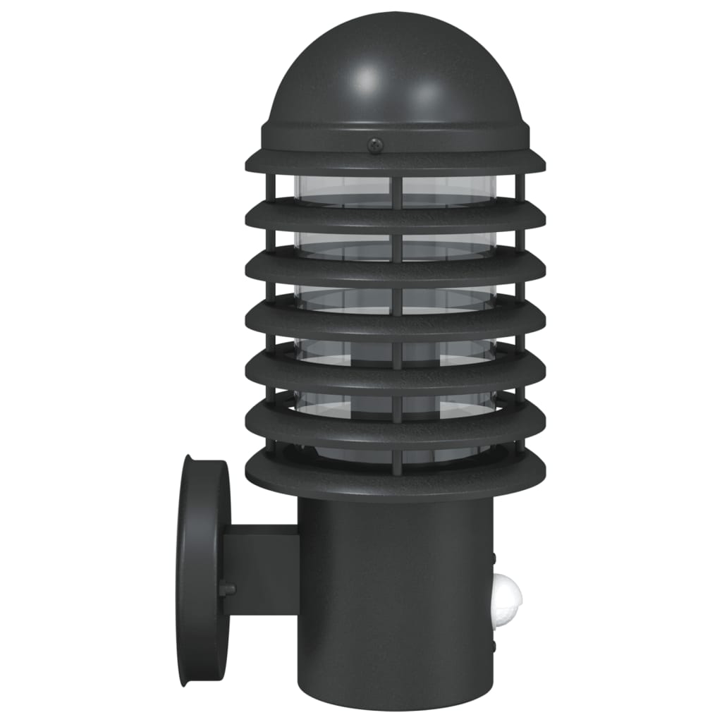 vidaXL Lămpi exterioare de perete cu senzori, 2 buc., negru, oțel inox vidaXL Lămpi exterioare de perete cu senzori, 2 buc., negru, oțel inox
