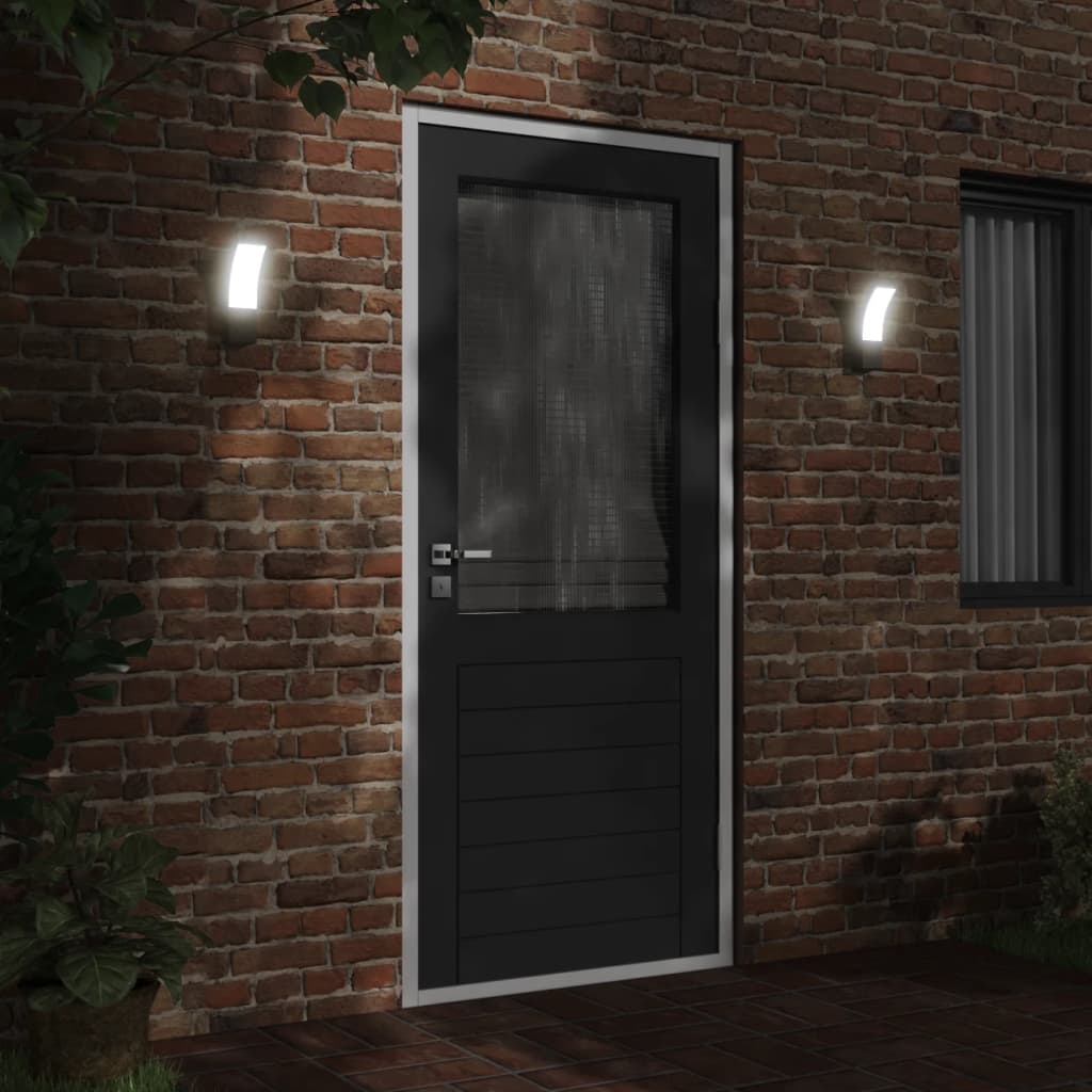 vidaXL Lămpi exterioare de perete cu LED 2 buc. negru, aluminiu turnat vidaXL Lămpi exterioare de perete cu LED 2 buc. negru, aluminiu turnat
