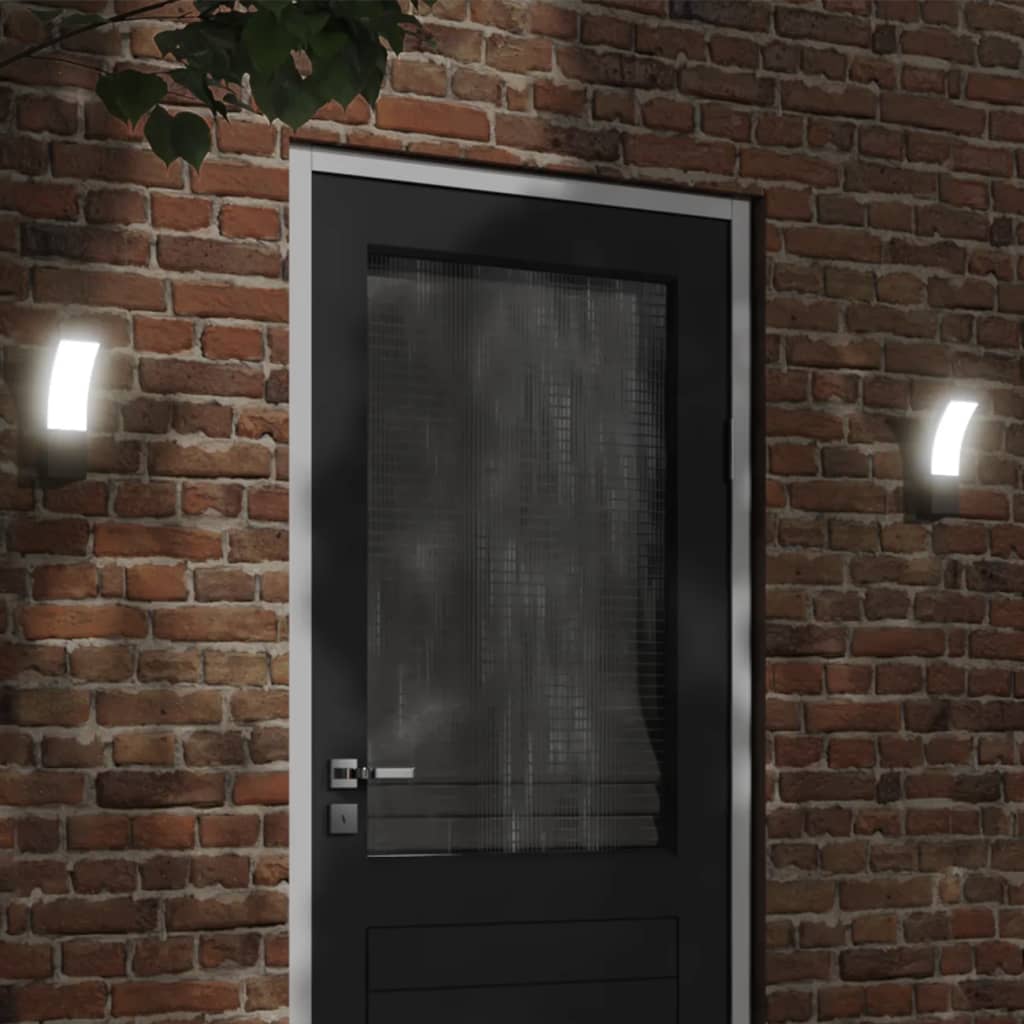 vidaXL Lămpi exterioare de perete cu LED 2 buc. negru, aluminiu turnat vidaXL Lămpi exterioare de perete cu LED 2 buc. negru, aluminiu turnat