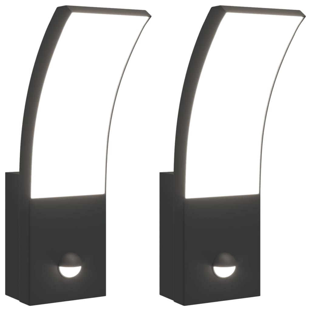 vidaXL Lămpi exterioare de perete cu LED/senzor 2 buc. negru aluminiu vidaXL Lămpi exterioare de perete cu LED/senzor 2 buc. negru aluminiu