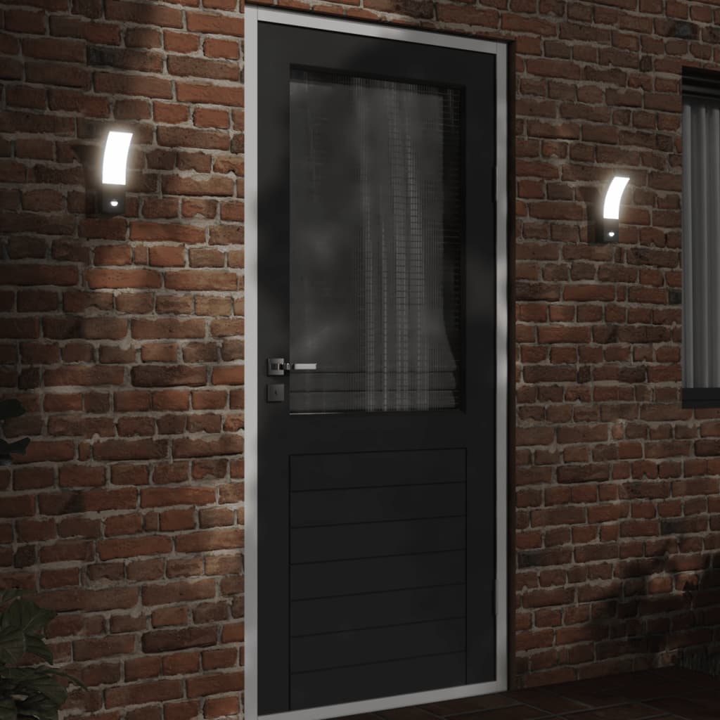 vidaXL Lămpi exterioare de perete cu LED/senzor 2 buc. negru aluminiu vidaXL Lămpi exterioare de perete cu LED/senzor 2 buc. negru aluminiu
