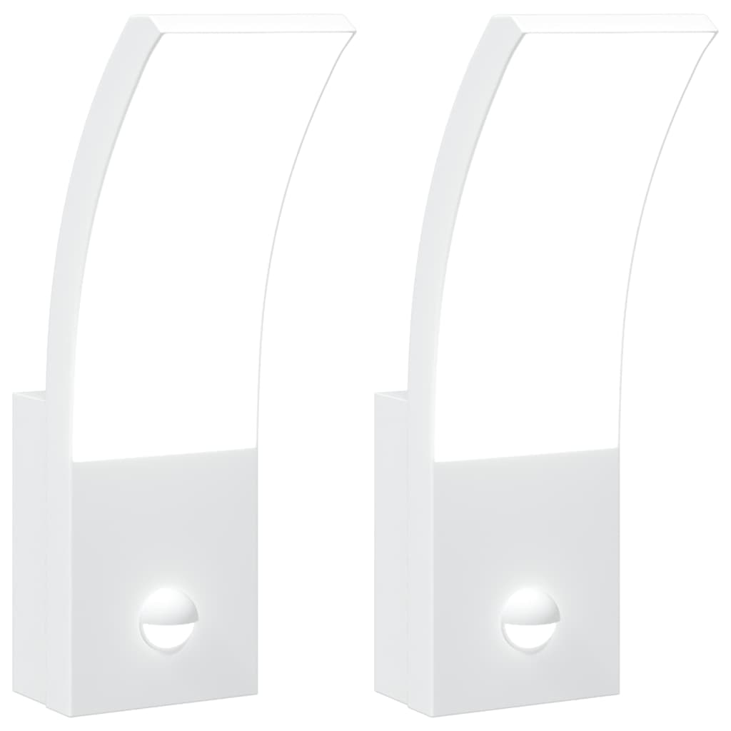 vidaXL Lămpi exterioare de perete LED/senzor 2 buc alb aluminiu turnat vidaXL Lămpi exterioare de perete LED/senzor 2 buc alb aluminiu turnat