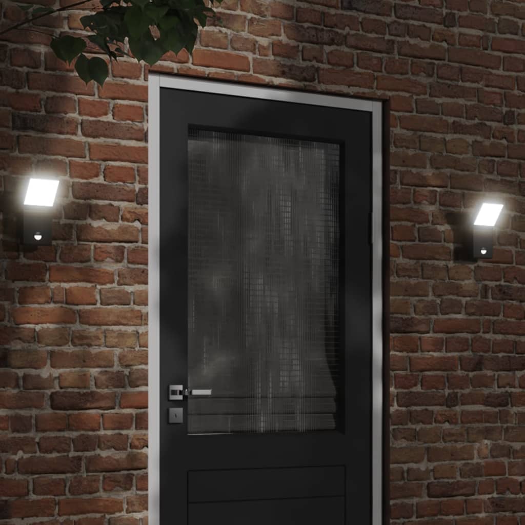 vidaXL Lampă exterioară de perete cu LED/senzor, negru aluminiu turnat vidaXL Lampă exterioară de perete cu LED/senzor, negru aluminiu turnat