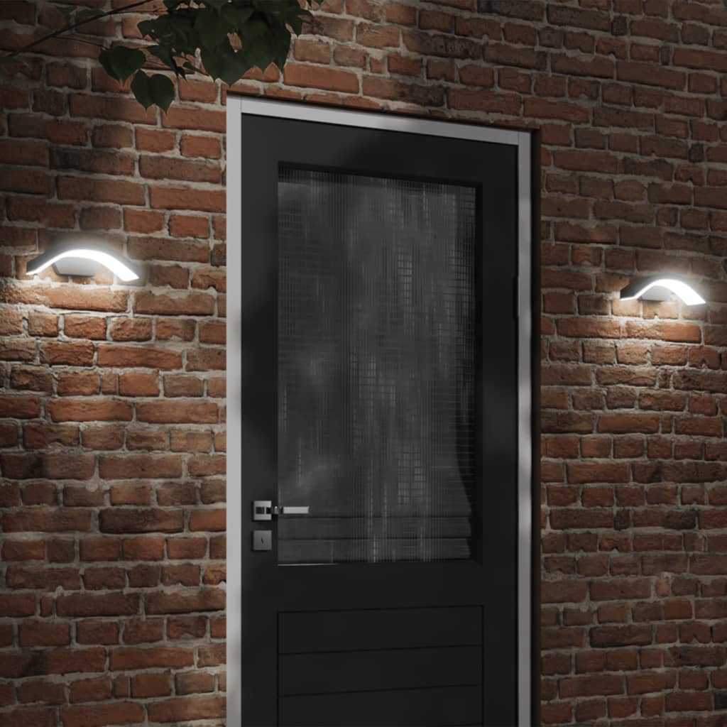 vidaXL Lămpi exterioare de perete cu LED 2 buc. negru, aluminiu turnat vidaXL Lămpi exterioare de perete cu LED 2 buc. negru, aluminiu turnat