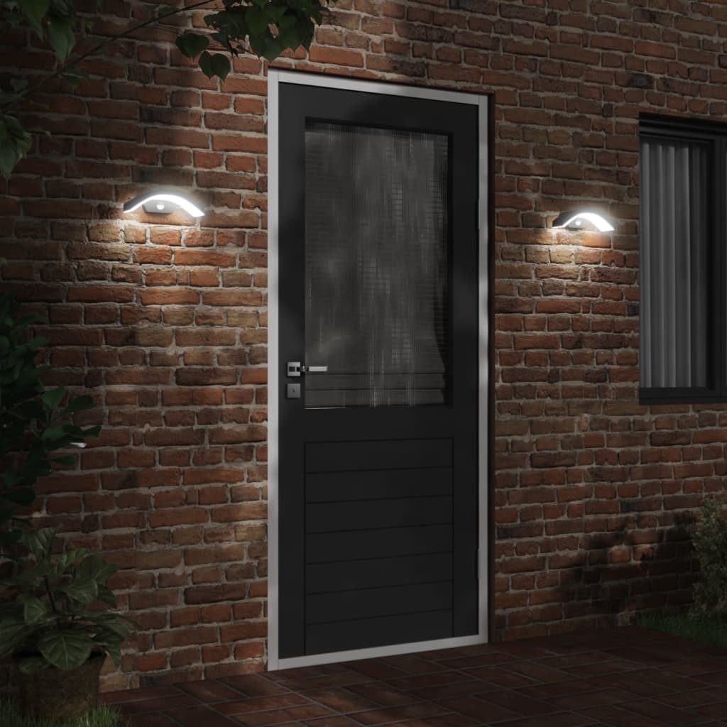 vidaXL Lămpi exterioare de perete cu LED/senzor 2 buc. negru aluminiu vidaXL Lămpi exterioare de perete cu LED/senzor 2 buc. negru aluminiu