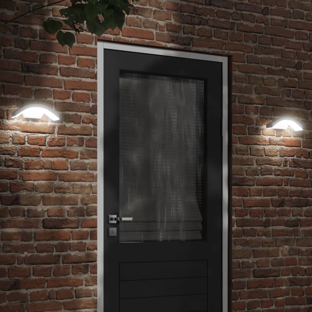 vidaXL Lămpi exterioare de perete cu LED 2 buc. alb, aluminiu turnat vidaXL Lămpi exterioare de perete cu LED 2 buc. alb, aluminiu turnat