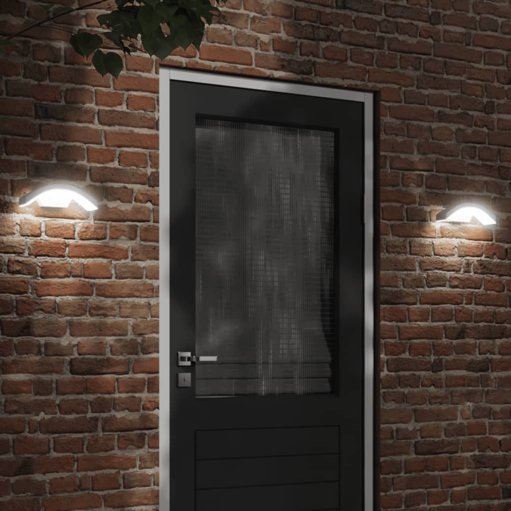 vidaXL Lămpi exterioare de perete LED/senzor 2 buc alb aluminiu turnat vidaXL Lămpi exterioare de perete LED/senzor 2 buc alb aluminiu turnat