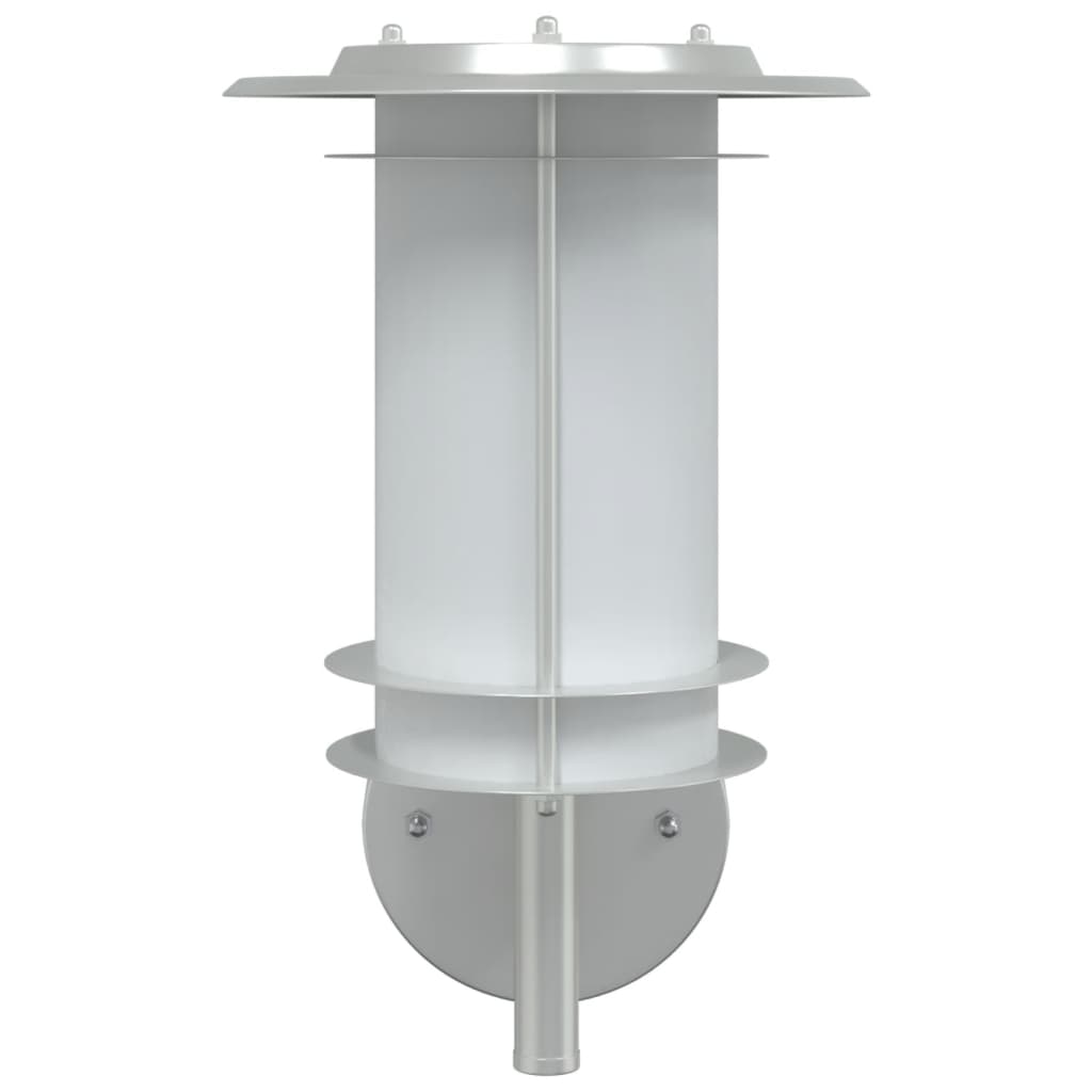 vidaXL Corpuri de iluminat exterior de perete 2 buc argintiu oțel inox vidaXL Corpuri de iluminat exterior de perete 2 buc argintiu oțel inox