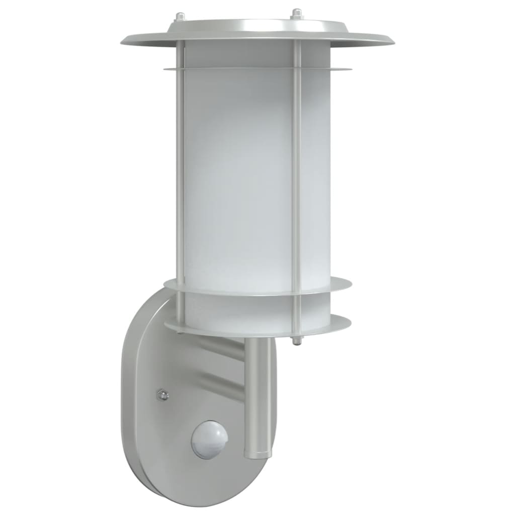 vidaXL Lampă de perete exterior cu senzor, argintiu, oțel inoxidabil vidaXL Lampă de perete exterior cu senzor, argintiu, oțel inoxidabil