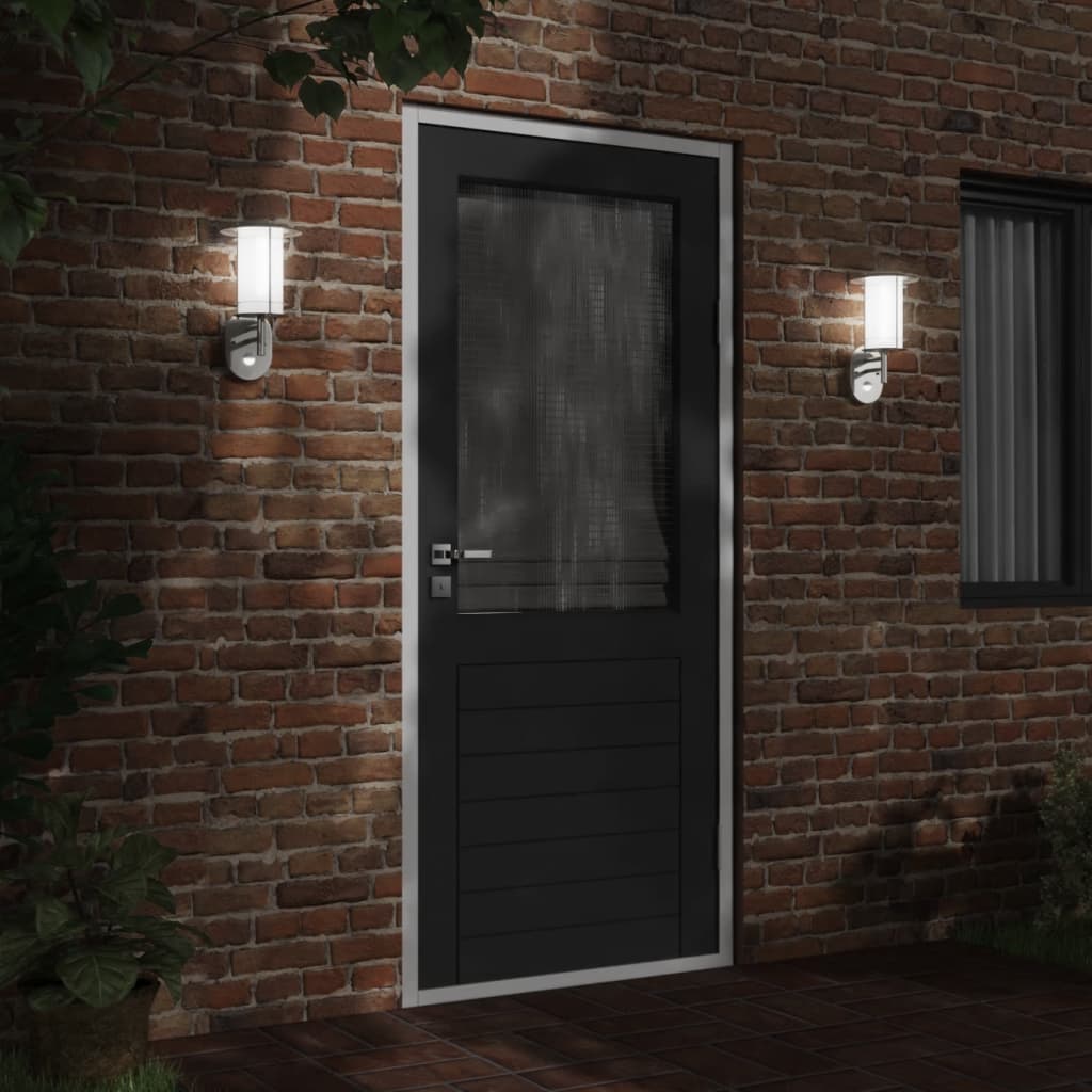 vidaXL Lampă de perete exterior cu senzor, argintiu, oțel inoxidabil vidaXL Lampă de perete exterior cu senzor, argintiu, oțel inoxidabil