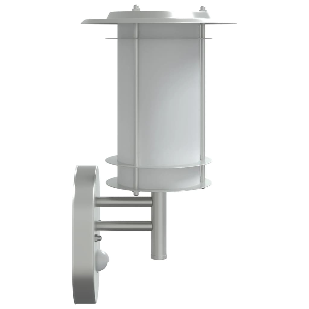 vidaXL Lămpi exterioare de perete cu senzor 2 buc. argintiu, oțel inox vidaXL Lămpi exterioare de perete cu senzor 2 buc. argintiu, oțel inox
