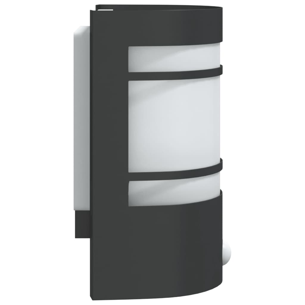 vidaXL Lămpi exterioare de perete cu senzori, 2 buc., negru, oțel inox vidaXL Lămpi exterioare de perete cu senzori, 2 buc., negru, oțel inox