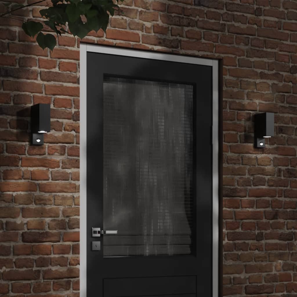 vidaXL Lămpi exterioare de perete senzori 2 buc. negru aluminiu turnat vidaXL Lămpi exterioare de perete senzori 2 buc. negru aluminiu turnat
