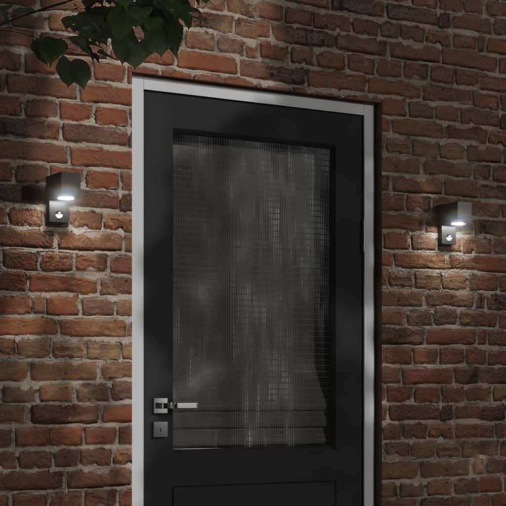 vidaXL Lampă exterioară de perete cu LED/senzor, negru aluminiu turnat vidaXL Lampă exterioară de perete cu LED/senzor, negru aluminiu turnat