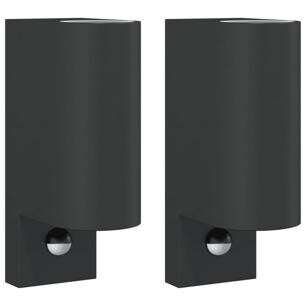 vidaXL Lămpi exterioare de perete senzori 2 buc. negru aluminiu turnat vidaXL Lămpi exterioare de perete senzori 2 buc. negru aluminiu turnat
