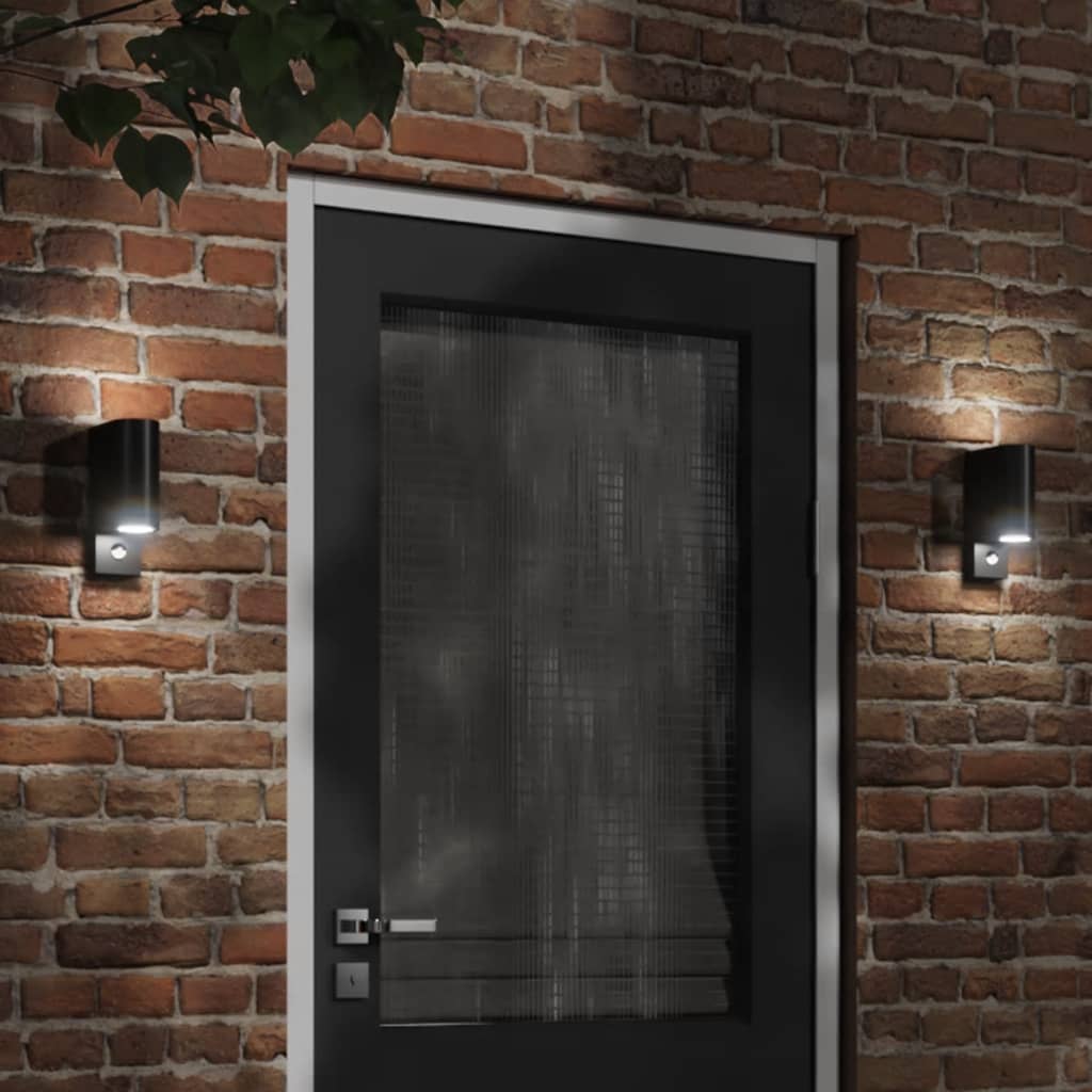 vidaXL Lămpi exterioare de perete senzori 2 buc. negru aluminiu turnat vidaXL Lămpi exterioare de perete senzori 2 buc. negru aluminiu turnat