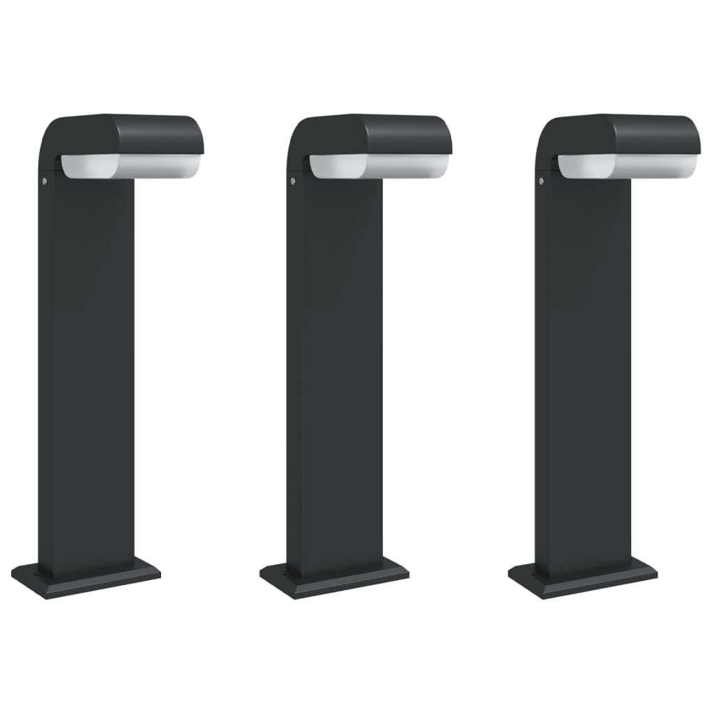 vidaXL Lămpi exterioare de podea 3 buc. negru 50 cm aluminiu turnat vidaXL Lămpi exterioare de podea 3 buc. negru 50 cm aluminiu turnat