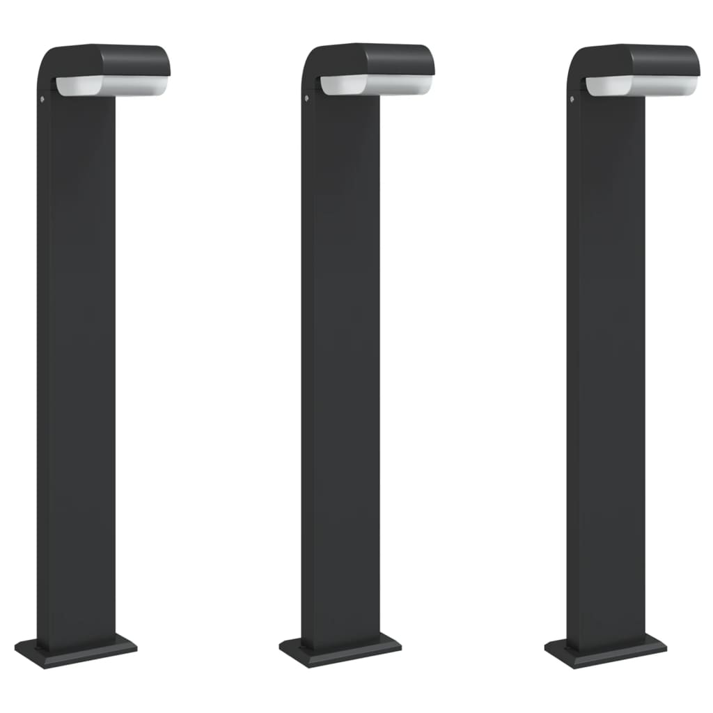 vidaXL Lămpi exterioare de podea 3 buc. negru 80 cm aluminiu turnat vidaXL Lămpi exterioare de podea 3 buc. negru 80 cm aluminiu turnat