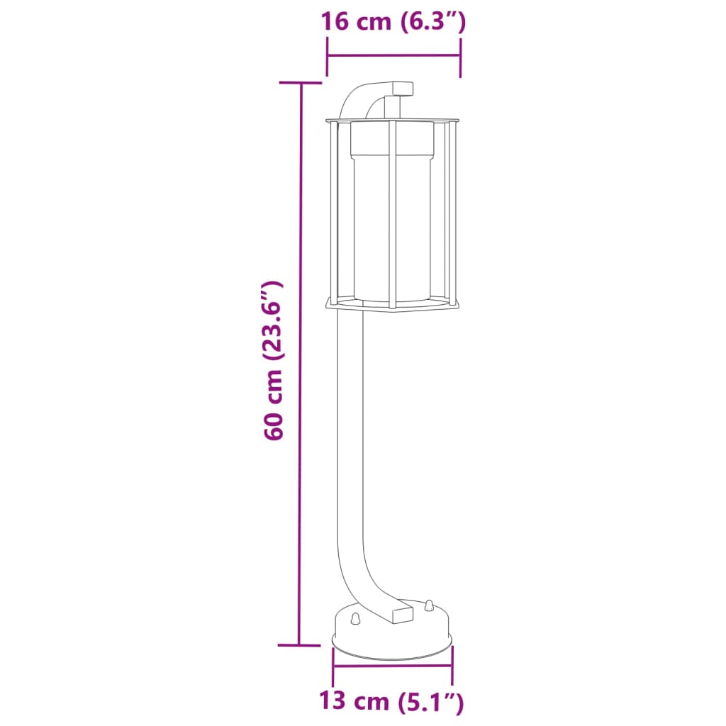 vidaXL Lămpi de podea de exterior 3 buc. negru 60 cm oțel inoxidabil