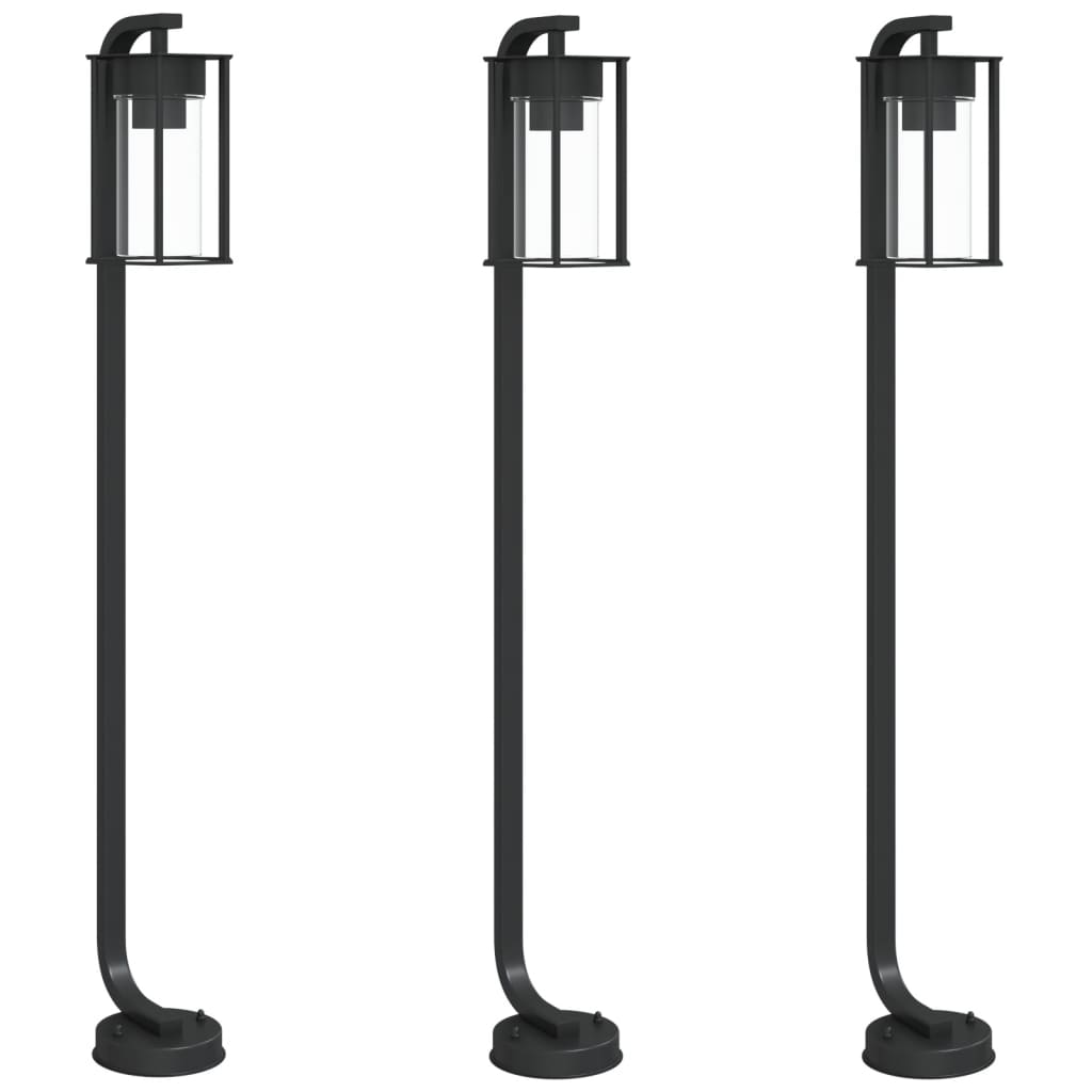 vidaXL Lămpi de podea de exterior 3 buc. negru 100 cm oțel inoxidabil vidaXL Lămpi de podea de exterior 3 buc. negru 100 cm oțel inoxidabil